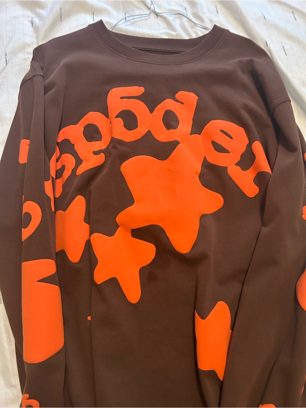 Men's Brown Sweatshirt with Orange Graphic Stars